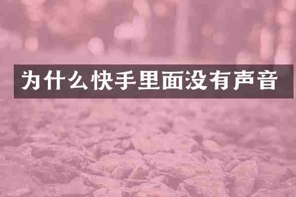 为什么快手里面没有声音