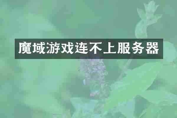 魔域游戏连不上服务器