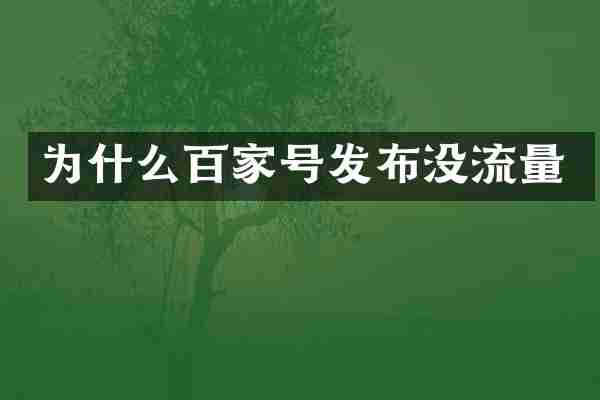 为什么百家号发布没流量