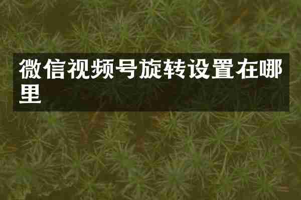 微信视频号旋转设置在哪里