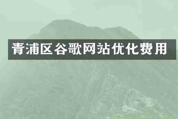 青浦区谷歌网站优化费用