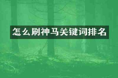 怎么刷神马关键词排名