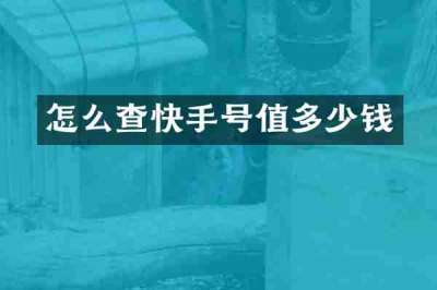 怎么查快手号值多少钱