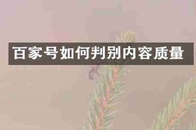 百家号如何判别内容质量