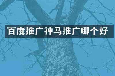 百度推广神马推广哪个好