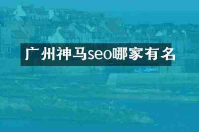 广州神马seo哪家有名