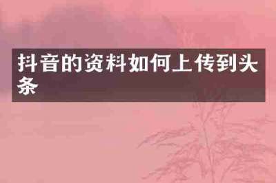 抖音的资料如何上传到头条