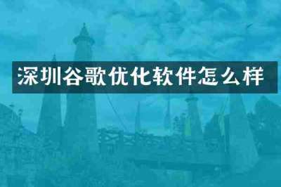 深圳谷歌优化软件怎么样