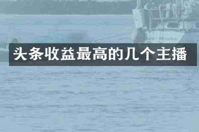 头条收益最高的几个主播