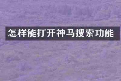怎样能打开神马搜索功能