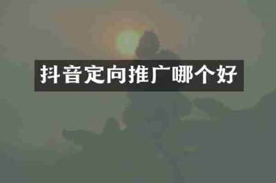 抖音定向推广哪个好