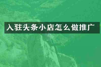入驻头条小店怎么做推广
