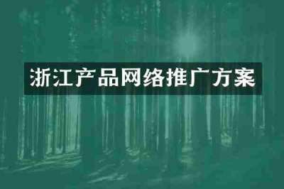 浙江产品网络推广方案