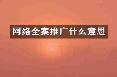 网络全案推广什么意思