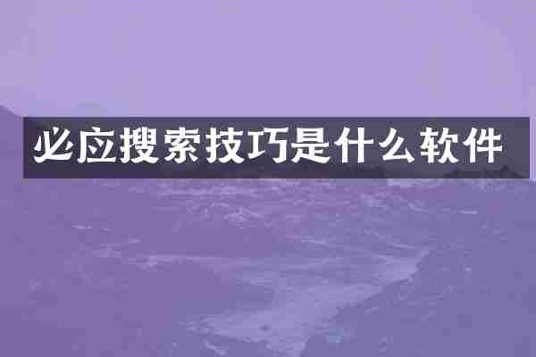 必应搜索技巧是什么软件