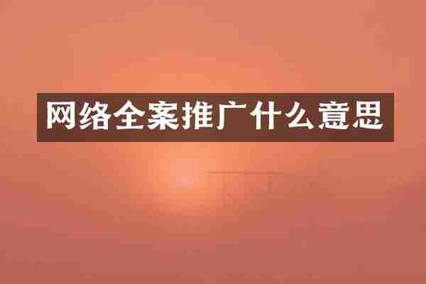 网络全案推广什么意思