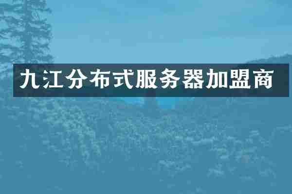 九江分布式服务器加盟商