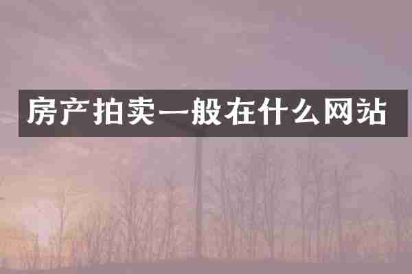 房产拍卖一般在什么网站