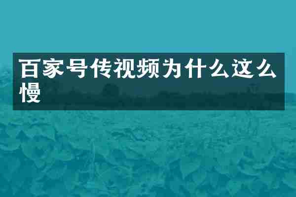 百家号传视频为什么这么慢
