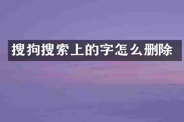 搜狗搜索上的字怎么删除