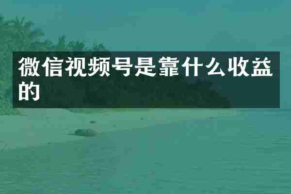 微信视频号是靠什么收益的