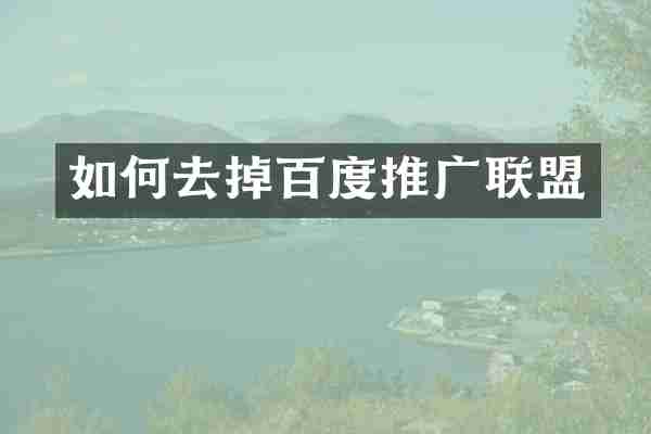 如何去掉百度推广联盟