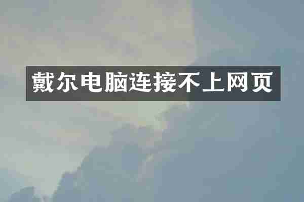 戴尔电脑连接不上网页