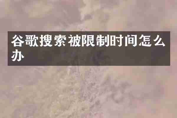 谷歌搜索被限制时间怎么办