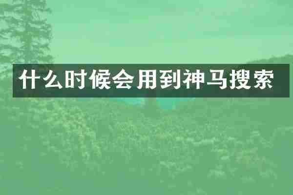 什么时候会用到神马搜索