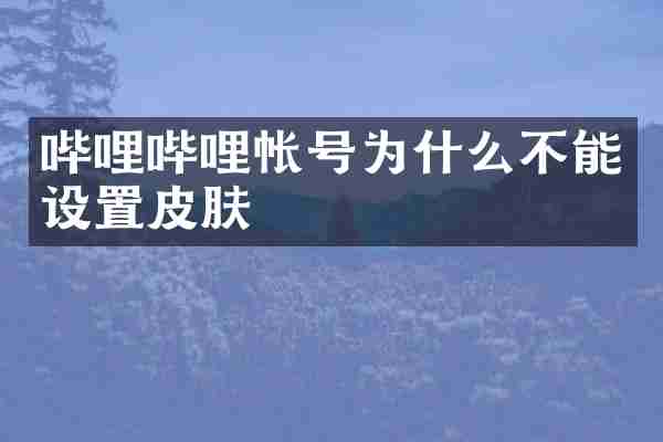 哔哩哔哩帐号为什么不能设置皮肤