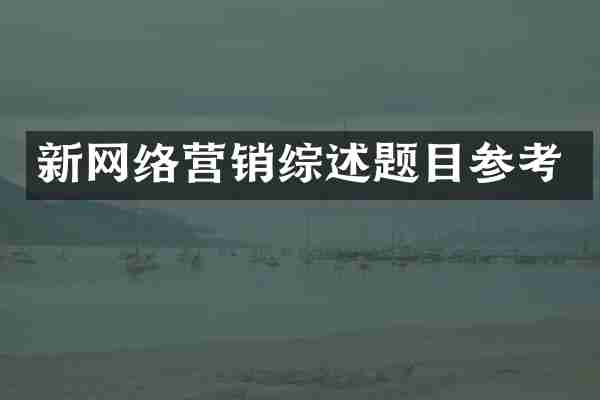 新网络营销综述题目参考