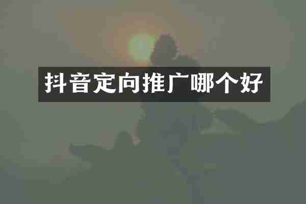 抖音定向推广哪个好