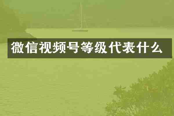 微信视频号等级代表什么