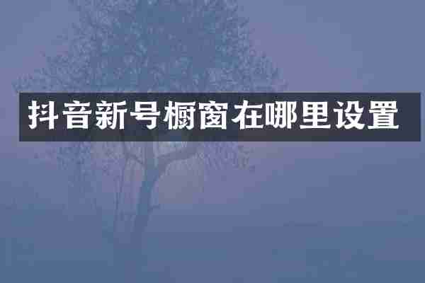 抖音新号橱窗在哪里设置