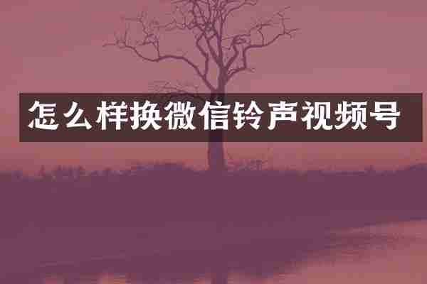 怎么样换微信铃声视频号