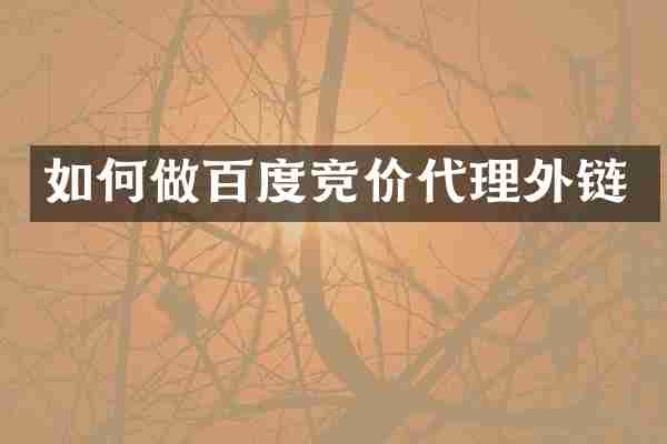 如何做百度竞价代理外链