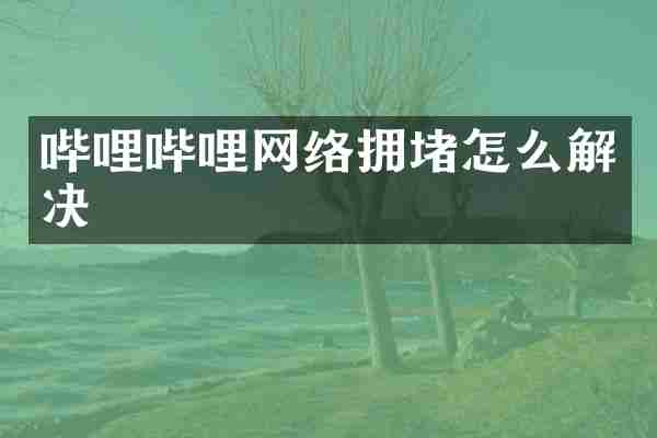 哔哩哔哩网络拥堵怎么解决