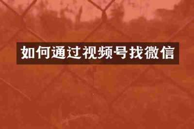 如何通过视频号找微信