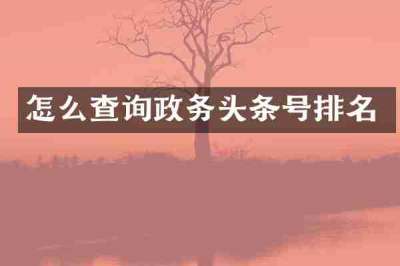 怎么查询政务头条号排名