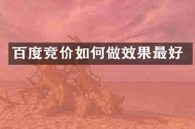 百度竞价如何做效果最好