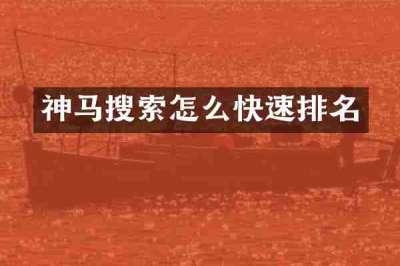神马搜索怎么快速排名