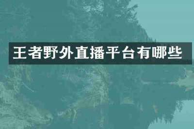 王者野外直播平台有哪些