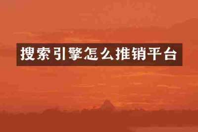 搜索引擎怎么推销平台