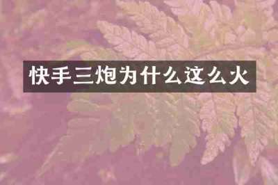 快手三炮为什么这么火