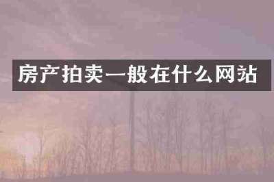 房产拍卖一般在什么网站