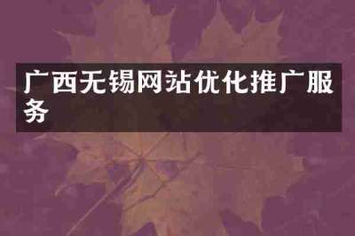 广西无锡网站优化推广服务