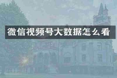 微信视频号大数据怎么看