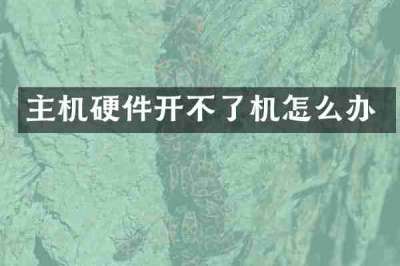主机硬件开不了机怎么办