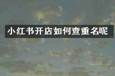 小红书开店如何查重名呢