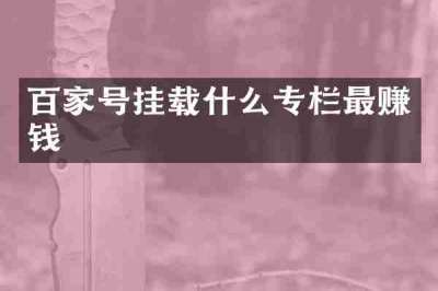 百家号挂载什么专栏最赚钱